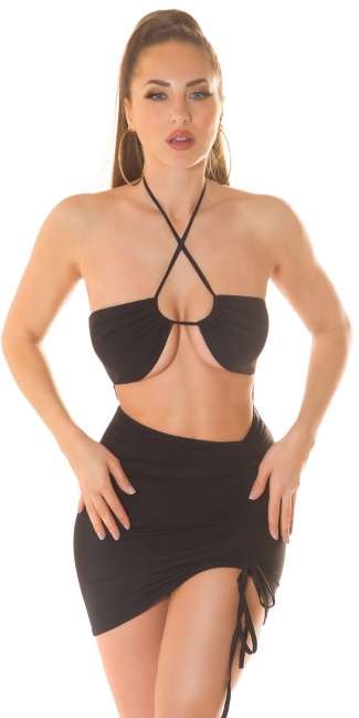 Neckholder Minidress with a Cut Out Black